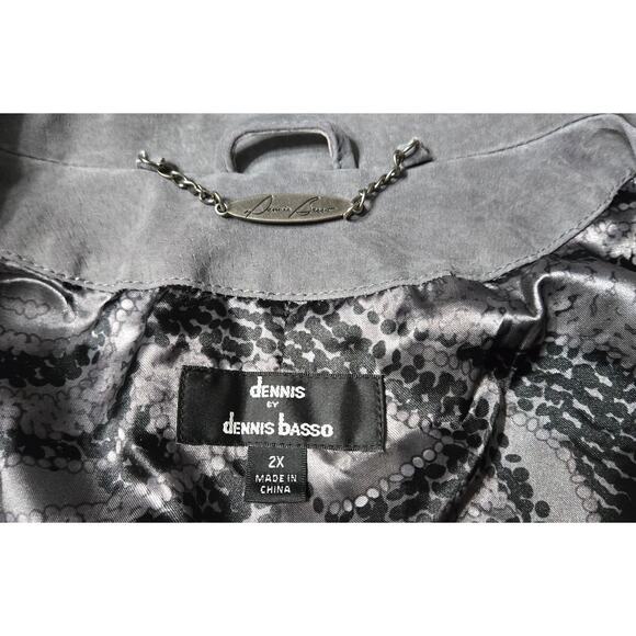 Dennis Basso Size 2XL Women's Suede Gray Leather Jacket - Picture 2 of 11